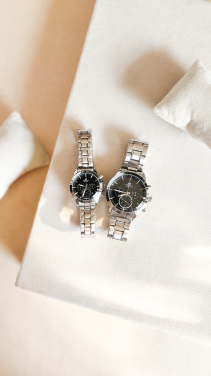 جدید ترین ساعت ست زنانه و مردانه مدل کاسیو ادیفایس رنگ سیلور صفحه مشکی جذاب و بی نظیر